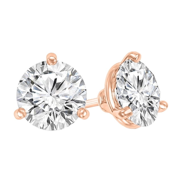 Round Cut Diamond Martini Set Stud Earrings in 14K Gold