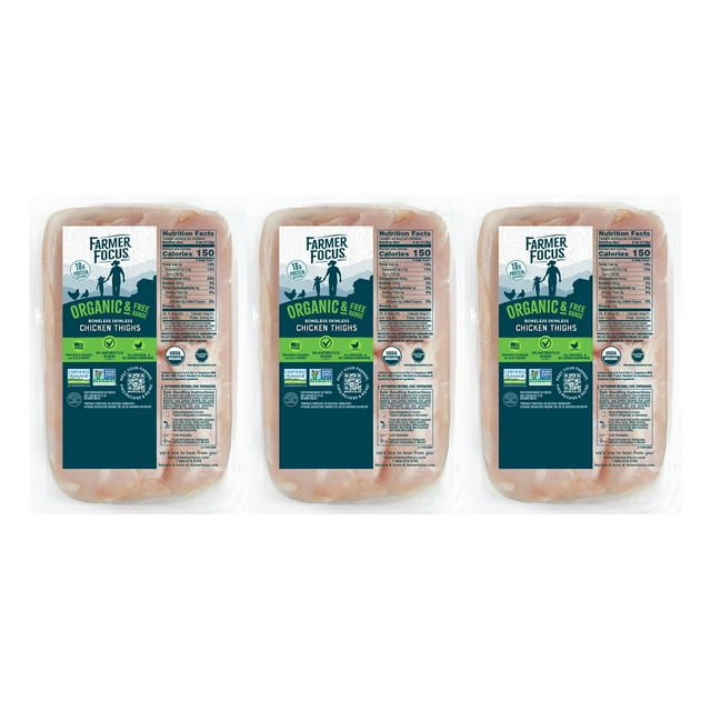 Farmer Focus Organic Boneless Skinless Chicken Thighs, priced per pound