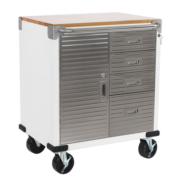 Seville Classics UltraHD 4-Drawer Rolling Cabinet, 28" W x 25" D x 34.5" H