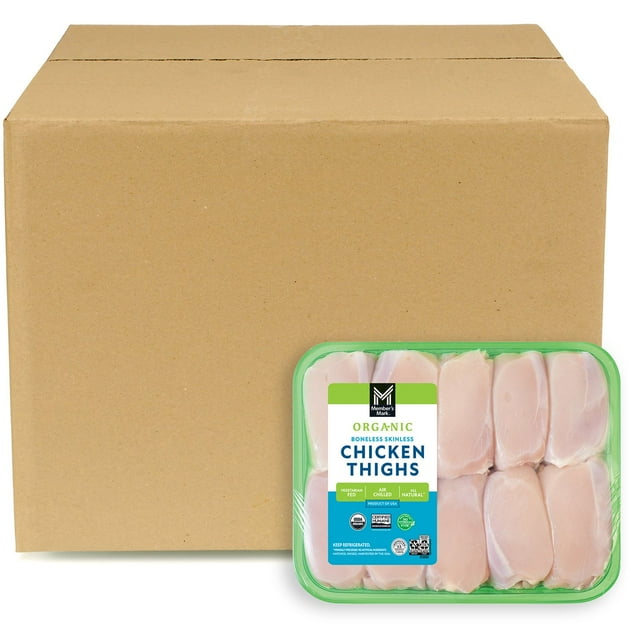Member's Mark Organic Boneless and Skinless Chicken Thighs, Case, priced per pound
