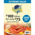 thumbnail image 1 of Silver Bay Seafood $100 Gift Card Multi-Pack, 2 x $50, 1 of 3