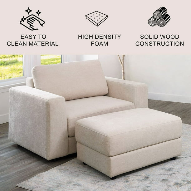 Elliot Stain-Resistant Oversized Armchair and Ottoman, Assorted