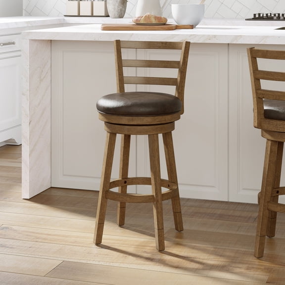 HH2 Home Ronan Wood Ladder Back Adjustable Height Swivel Stool
