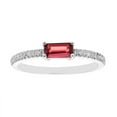thumbnail image 1 of Baguette Cut Gemstone and 0.10 CT. T.W. Diamond Ring in 14K Gold, 1 of 4