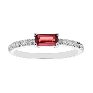 Baguette Cut Gemstone and 0.10 CT. T.W. Diamond Ring in 14K Gold