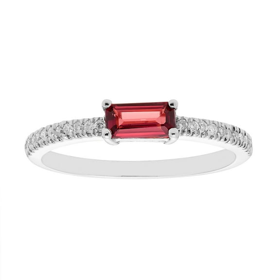Baguette Cut Gemstone and 0.10 CT. T.W. Diamond Ring in 14K Gold