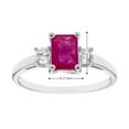 thumbnail image 3 of Emerald Cut Natural Gemstone & 0.20 CT. T.W. 3-Stone Diamond Ring in 14K Gold, 3 of 5