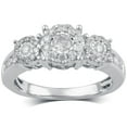 thumbnail image 1 of 0.75 CT. T.W. Round Three Stone Halo Diamond Ring in 14K Gold, 1 of 5