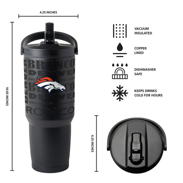 NFL Denver Broncos Acrylic Water Bottle With UV Graphics - 34oz