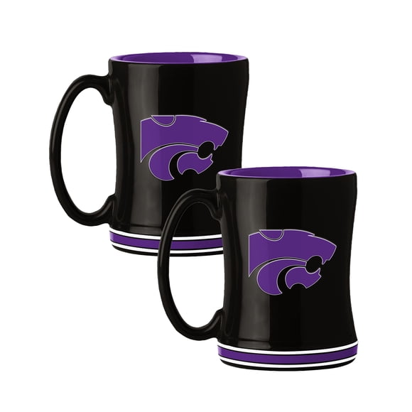 Logo Brands Kansas State Wildcats 14oz Relief Mug Set