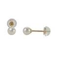 thumbnail image 1 of 4mm White Cultured Freshwater Pearl Baby Threader Post Stud Earrings in 14K Gold, 1 of 3