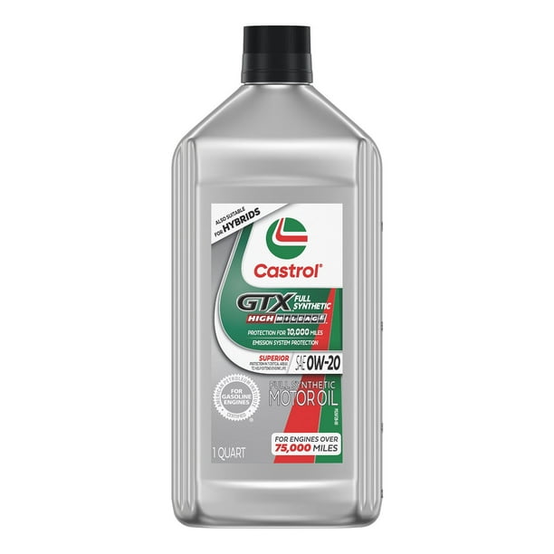 Castrol GTX Full Synthetic High Mileage Motor Oil 0W-20, 6 pack, 1