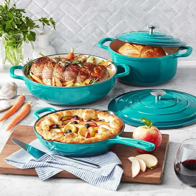 Member's Mark 5-Piece Enamel Cast Iron Set, Choose Color