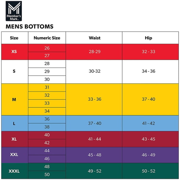 size chart 3xl joggers mens