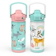 thumbnail image 1 of Zak Designs 14-oz. Stainless Steel Double Wall Beacon Straw Bottle for Kids, 2-Piece Set (Choose Color), 1 of 9