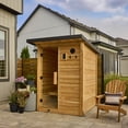 thumbnail image 1 of Backyard Discovery 2-4 Person Cedar Outdoor Cabin Sauna with Electric Heater and Glass Door, 1 of 14