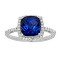 thumbnail image 1 of Created Sapphire Ring with Diamond Accent in 14K White Gold, 1 of 5