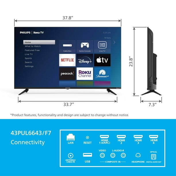 PHILIPS 43インチ 4K 液晶スマートテレビ Philips 43
