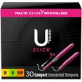 thumbnail image 1 of U by Kotex Click for your Perfect Fit Compact Tampons, Unscented - Various Sizes, 30 ct., 1 of 8