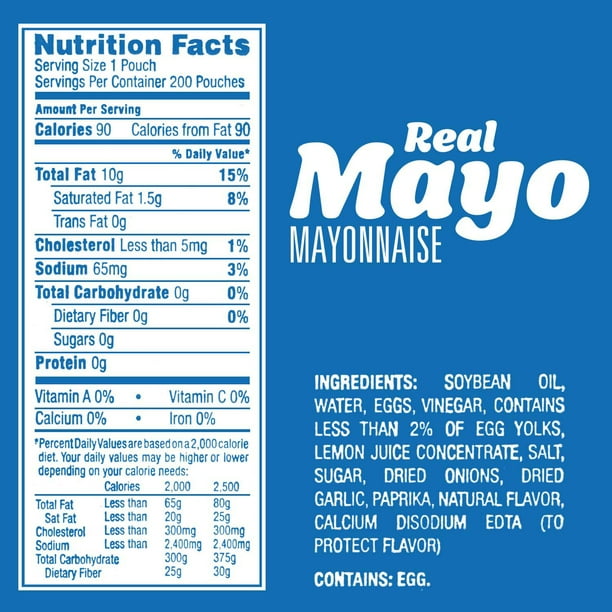 Kraft Real Mayo Mayonnaise Single Serve Packets, 200 ct