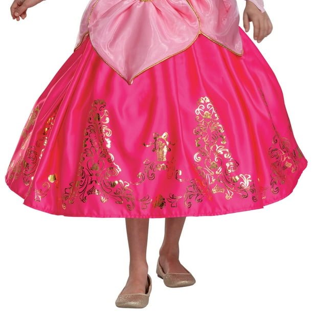 Aurora Toddler Princess Costume Dress - Glitter Fabric Classic Character Outfit, Size Medium (3T-4T)