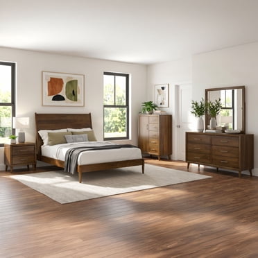 Zuma Panel 3PC or 5PC Bedroom Set in Walnut, Assorted Sizes