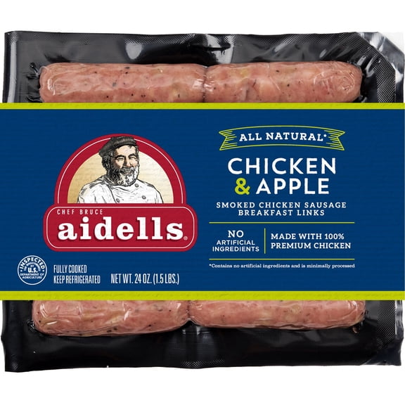 Aidells Chicken and Apple Smoked Chicken Sausage Breakfast Links, 24 oz.