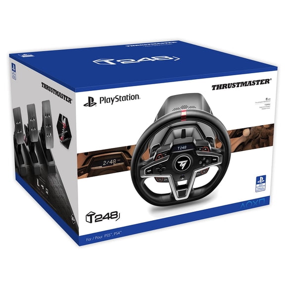 Thrustmaster T248R Racing Wheel and Pedals, 3.1 Nm Hybrid Drive Force Feedback, Magnetic Paddle Shifters, Interactive LCD Display, Sim Steering Wheel for Driving Simulator, Compatible with PS5, PS4 & PC