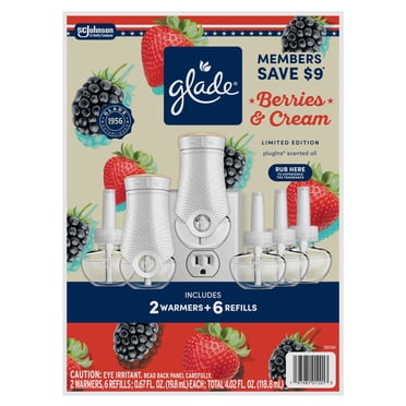 Glade PlugIns Scented Oil Air Freshener, Berries & Cream, 2 Warmers + 6 Refills