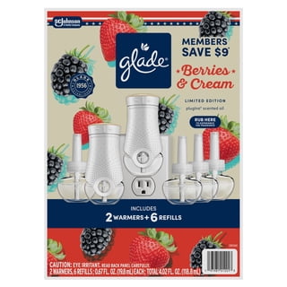 Glade PlugIns Scented Oil Air Freshener, Berries & Cream, 2 Warmers + 6 Refills