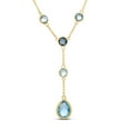 thumbnail image 2 of Round & Pear Cut Multi-Gemstone Lariat Necklace in 14K Gold, 2 of 5