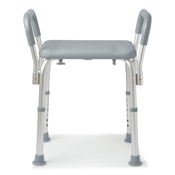 Medline Bath Bench with Padded Armrests, 350 lb Capacity, Height Adjustable 16" - 21"