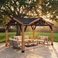 thumbnail image 1 of Backyard Discovery Crosswind 14' x 10' Cedar Wood Gazebo with Four-Sided Gable Steel Roof, 1 of 12