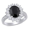 thumbnail image 1 of Oval Cut Black & White Sapphire Halo Ring in Sterling Silver, 1 of 6