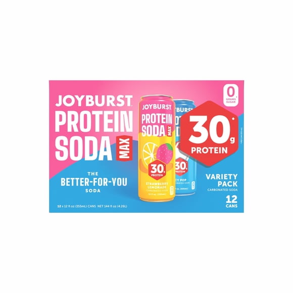 Joyburst 30g Protein Soda Max Variety Pack, 12 fl. oz., 12 pk.