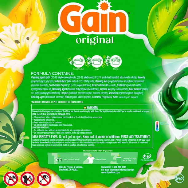 Gain Flings! Liquid Laundry Detergent Pacs, Original Scent - 152 ct