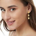 thumbnail image 3 of Emerald Cut Gemstone Dangle Earrings in 14K Gold, 3 of 4
