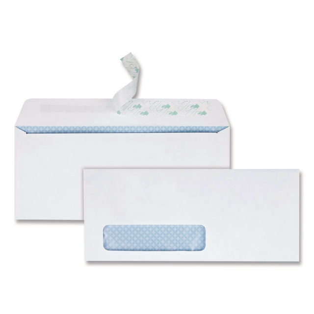 Quality Park - Redi-Strip Security Tinted Window Envelope, Contemporary, #10, White - 500/Box