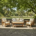 thumbnail image 5 of Cambridge Casual Salinas Teak Patio Set with Tan Cushions, 5pc, 5 of 13