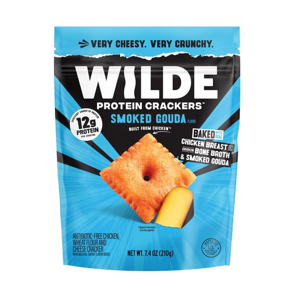WILDE Protein Crackers Smoked Gouda, 7.4 oz