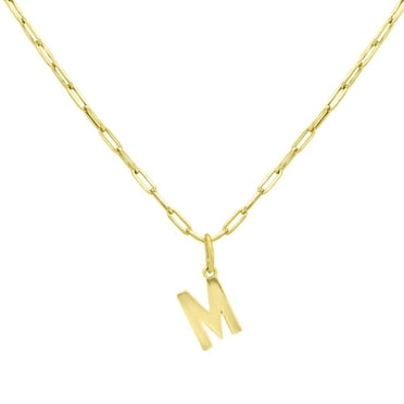 Initial Paperclip Chain Pendant Necklace in 14K Gold