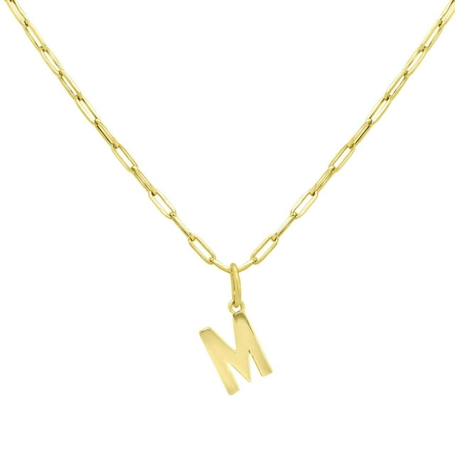 Initial Paperclip Chain Pendant Necklace in 14K Gold