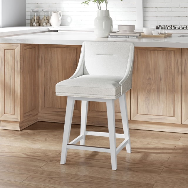 HH2 Home Upholstered Tapered Back Wood Adjustable Height Swivel Bar Stool