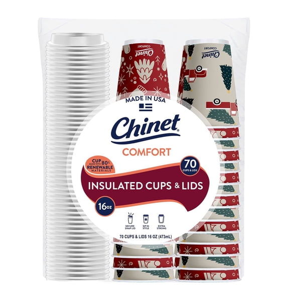 Chinet Comfort Cup and Lids, 16 oz. 70 ct.