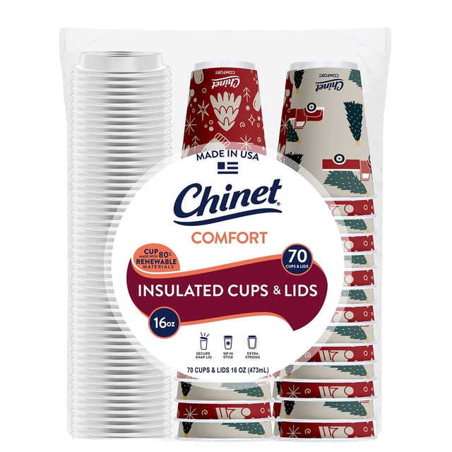 Chinet Comfort Cup and Lids, 16 oz. 70 ct.