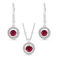thumbnail image 1 of Round Cut Lab Created Gemstone Dancing Pendant & Earring Set in Sterling Silver, 1 of 8