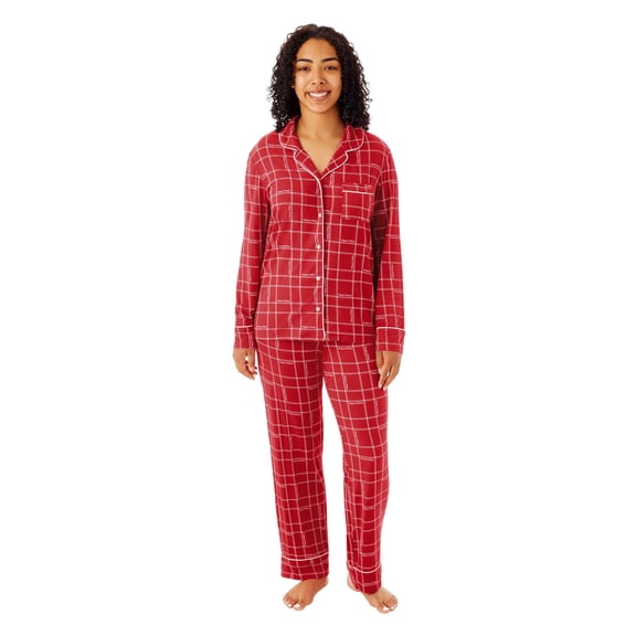 Dreammark Women's 2-Piece Notch Collar Pajama Set