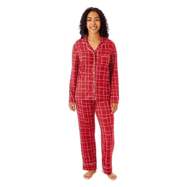 Dreammark Women's 2-Piece Notch Collar Pajama Set