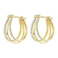 thumbnail image 2 of 0.45 CT. T.W. Round Cut Three Row Diamond Hoop Earrings in 14K Gold, 2 of 6