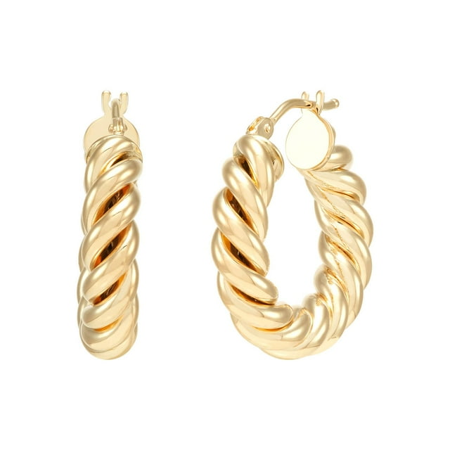 Twisted Tube Hoop Earrings in 14K Gold